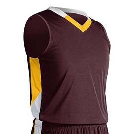 Champro Rebel Polyester Basketball Jersey, Adult Small, Maroon, Gold, White