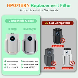 Doifyn HP072 Replacement Filter for Shark HP072/HP071,HP072 Filter NeverChange Air Purifier Captures Pet Dander, Dust, Smoke, Coverage,Part Number# HP071BRN |HE07FKPET