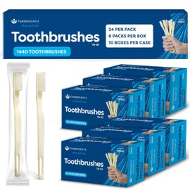 TenderGentle Medium Soft Toothbrushes for Adults and Kids - Case of 1440 Yellow Tooth Brushes - Individually Wrapped