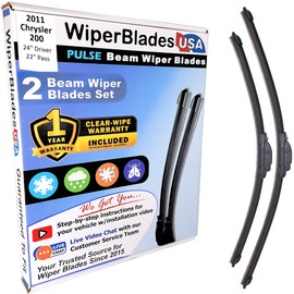 WiperBladesUSA Wiper Blades Set w/ 1yr warranty compatible with Chrysler 200 2011 Wipers (Set of 2) Pulse Wipers