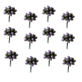 GiftWrap Etc. Lavender Artificial Silk Flower Roses - 12 Mini Bouquets of 12 Rosebuds, 144 Rosebuds Total, Valentine’s Day Wedding Decor, Easter Pastel Reception Flowers, Spring Anniversary Wreath