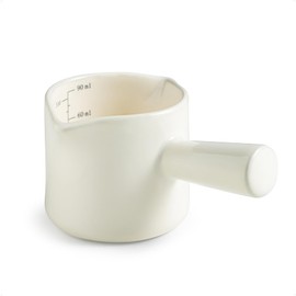 YHOJOY Espresso Measuring Cup, Ceramic Espresso Cup Double Spouts Expresso Shots Cup with Handle, Espresso Accessories, 3 Oz/ 90 Ml, White