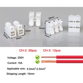 Aiqeer 62 Pcs Spring Wire Connectors Set, Electrical Cable Clamp Terminal Block Connector, Quick Connector Terminal Block (50 Pcs Ch2 + 12 Pcs Ch3)