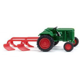 Wiking 039802 H0 Normag Factor I with Plough Leaf Green Tractor Track HO 1:87