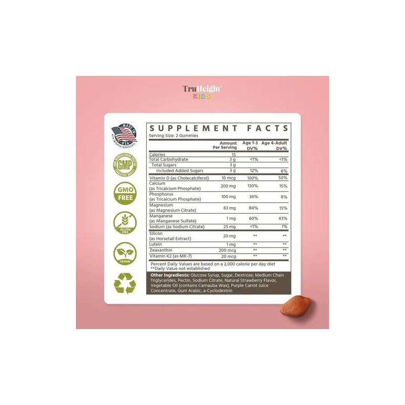 Truheight Gomitas Crecimiento Óseo Infantil Sabor Fresa +2