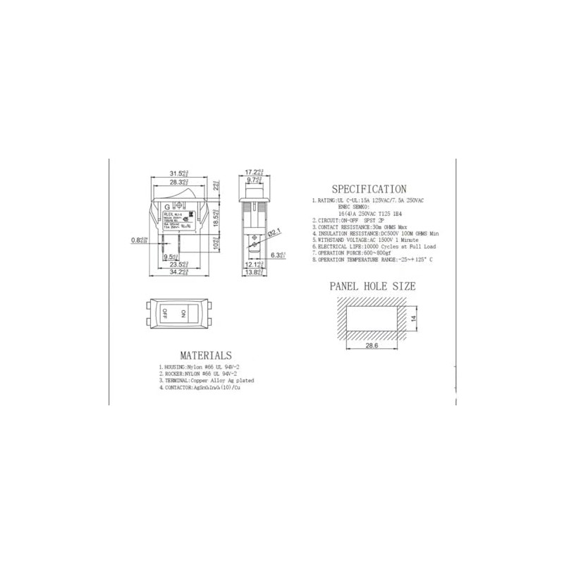 Anchilly RLEIL RL1-5 2-pin 2-Position 16 (4) A 250V T125/55