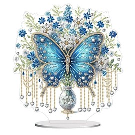XFSRG Diamond Painting Table Decoration 5D Tabletop Special Diamond Craft Painting Kit Diamond Ornaments Diamond Paintings Butterfly DIY Diamond Painting Table Decoration Set for Girls Children (Blue)