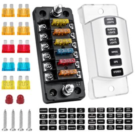LustLocke 6-Way Fuse Holder, 12 Volt Fuse Block ATC/ATO Car Fus Box, 12 Fuses Blade Fuses without LED Display, Positive Negatives for DC 12 V/24 V Car, Truck, Boat, Van, SUV, Marine Vehicle