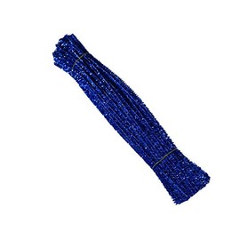 AKOAK 100 Count 6mm x 300mm Shiny Chenille Stems Metallic Pipe Cleaners Tinsel Stems Wired Sticks for DIY Arts and Crafts (Blue)