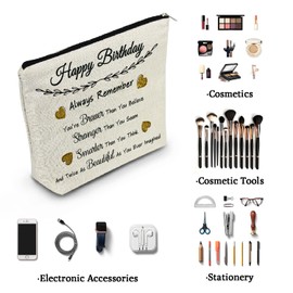 YULUENZE Birthday Gifts Birthday Golden Heart Remember You Are Braver Stronger Smarter Beautiful Happy Birthday Gift for Women Friends Sisters