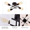 Qcyuui Industrial Semi Flush Mount Ceiling Light 4-Light Rustic Black