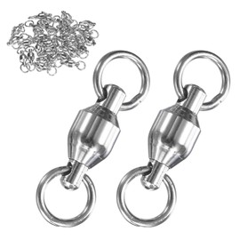 M METERXITY 30-Pack Ball Bearing Fishing Swivels, 7# 1.3In (33mm) Stainless Steel Lure Leader Line Connector for Fishing/Saltwater/Freshwater, High Strength Welded Ring [Silver]