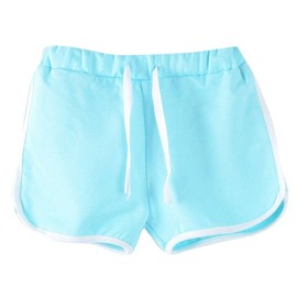 Plus Nao Children's Shorts, Hot Pants, Bottoms, Sweatpants, Elastic Waist, Drawstring, Piping, Exercise, Loungewear, Pa, blue (light)