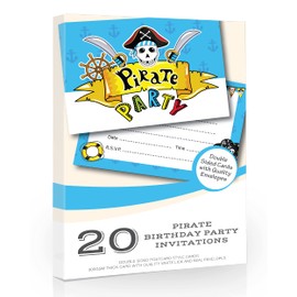 Olivia Samuel 20 x Pirate Party Birthday Invitations from Postcard Style with envelopes