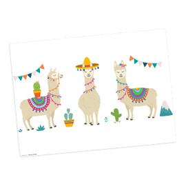 Place Mat I Washable Place Mat for Children - Funny Alpaca/Llama Motif Made of Premium Vinyl (Plastic BPA Free) - 1 Piece - 44 x 32 cm - Non-Slip Table Mat - Made in Germany