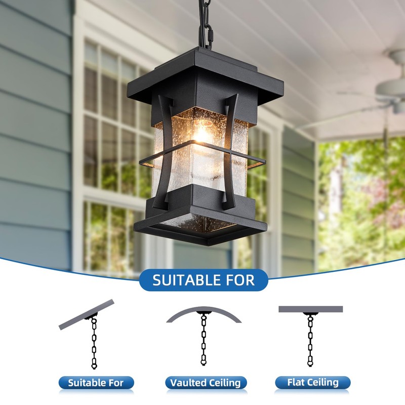 EERU Motion Outdoor Pendant Light Fixture with Dusk to Dawn