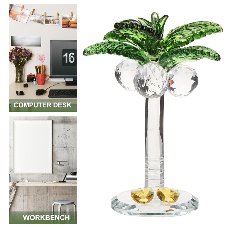 HOMSFOU Crystal Palm Tree Coconuts Tree Statue Tree Christmas Tree
