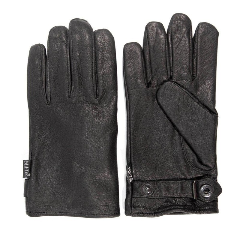 MIL-TEC BW Leather Gloves Lined, black, m