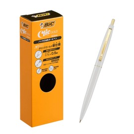 Bic Japan Bic CFCGWHI05BLKJ Ballpoint Pen, Click Gold, 0.5, Oil-based, Black, Smooth, White Axis, 12 Pens