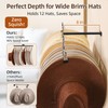 Hat Rack Organizer for 12 Cowboy Sun Wide-brim Hats Wall
