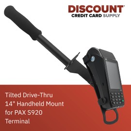 DCCStands Standard Universal Drive-Thru Black Handheld Mount and Bracket for Pax S920 Terminal, (V3)