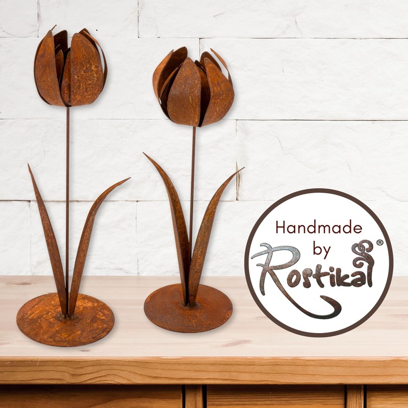 Rusty Metal Decorative Tulip Flower Decorative Patina, 1