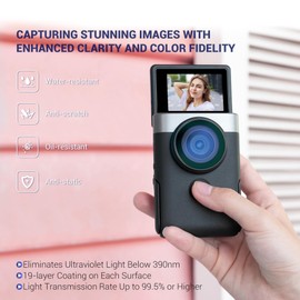 Filtro protector UV Adherent L39 para cámara Canon PowerShot V10 Vlog, 19 capas de revestimiento múltiple 9HD antiarañazos, ultra delgado UV ultravioleta para Canon V10 incluye tapa de lente de metal