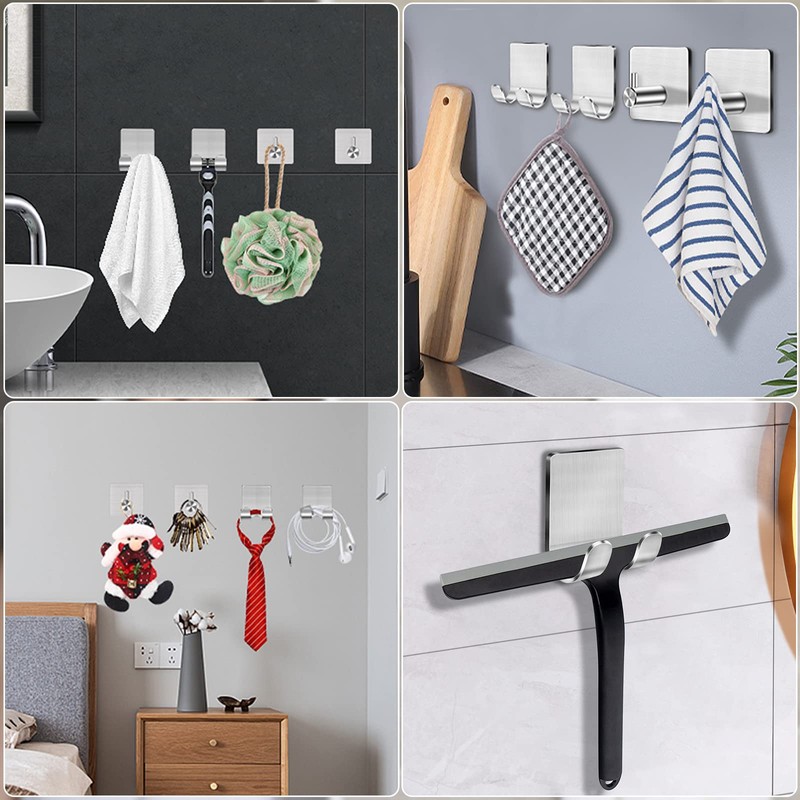 CGBE 4 Packs Shower Hooks for Inside Shower, Self Adhesive