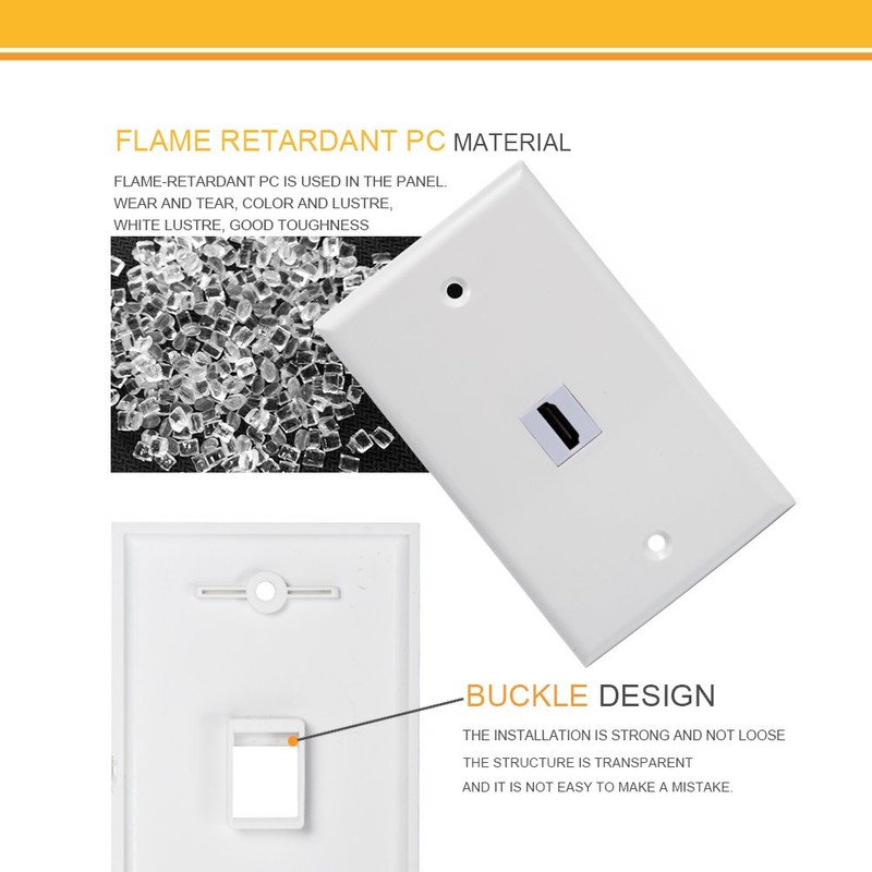 MXTECHNIC Single Port 4K HDMI Wall Plate Outlet Cover with