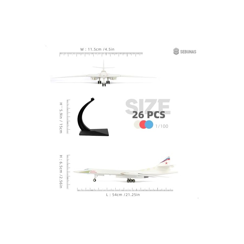 1:100 Scale TU-160 Boomber Quick Assembly Model Kit, Plastic TU-160