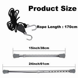 Universal Telescopic Hood Prop Rod, 15"–24" Adjustable Aluminum Alloy Engine Support Bar with Retractable Cord for Car Trunk, Tailgate, and Hood