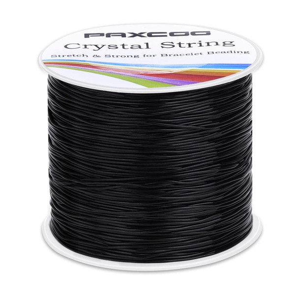 Paxcoo Stretchy String for Bracelets, 0.5mm Black Elastic String Bracelet