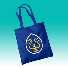 Laputa Castle In The Sky Tote Bag Cotton Shopper Anime Manga Japanese Fantasy Adventure 80's Film Sheeta Pazu Airship Floating City Amulet Gift Present (Royal Blue Prime)