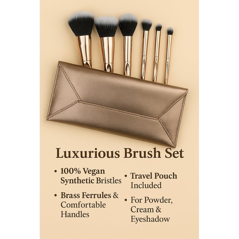 F.A.R.A.H. Gold Collection Brush Set - 6-Piece Makeup Brush Set