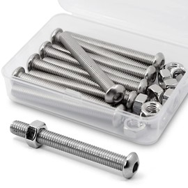 (10 sets) M8-1.25 x 70 mm Hex Socket Screws and Nuts Set 304 Stainless Steel 18-8 Round Head Screws