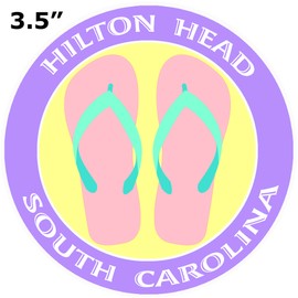 Athena Brands Flip Flops Hilton Head South Carolina - Car Truck Window Bumper Sticker Decal - Panama Purple