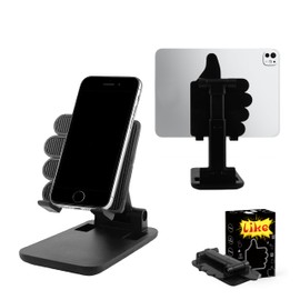 Yuibthr Stocking Stuffers Foldable Cell Phone Stand Non-Slip,Thumbs Up Adjustable Phone Holder with Silicone，Portable Phone Stand for Desktop Compatible with All Mobile Phones (Black)