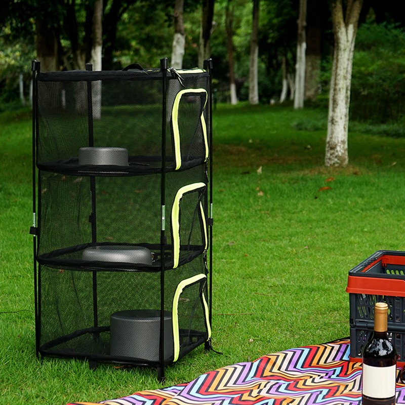 Camping Dry Net 4-Layer Foldable Drying Rack with Carry Bag