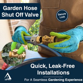 DBR Tech® Heavy Duty Brass Shut Off Valve, Garden Connector Attachment with Rubber Washers for Outdoor Lawn and Gardening Hoses, Leak Resistant Threading, 3/4 Inch, All Brass
