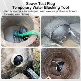 Water Shut Off Airbag with Long Hose, 4 Inch Closed Water Test AirBag, Inflatable Pipe Plug, Sewer Test Plug, Quickly Shut Off Water, Used for Sewage Pipe Temporary Water Blocking, Closed Water Test
