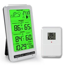 Urageuxy Weather Station Wireless Indoor Outdoor Thermometer, Digital Thermometer with Temperature and Humidity Monitor with Moon Phase, Weather Forecast and Barometric Pressure