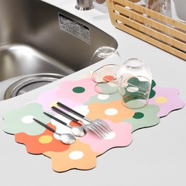 Well Factory Drying Mat, Water Absorbing Mat, Kitchen, Dishes, Dishes, 11.8 x 15.7 inches (30 x 40 cm), Washable, Rolled, Storage, Draining, Mat, Washable, Quick Drying, Washable, Water Absorption