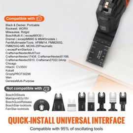 Happybuy 30PCS Multi Tool Blades Kit, Universal Quick Release Oscillating Saw Blades, 8 Types for Wood, Metal & Plastic, Compatible with Dewalt, Bosch, Milwaukee, Hitachi, Chicago Craftsman