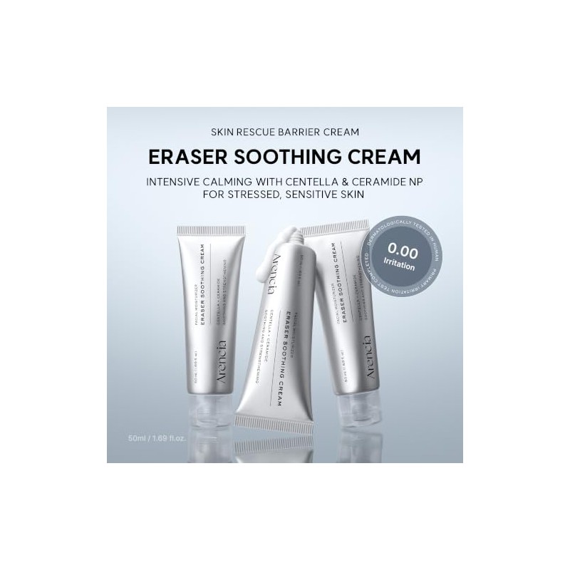 ARENCIA Eraser Soothing Cream, Facial Moisturizer with Centella & Ceramide,
