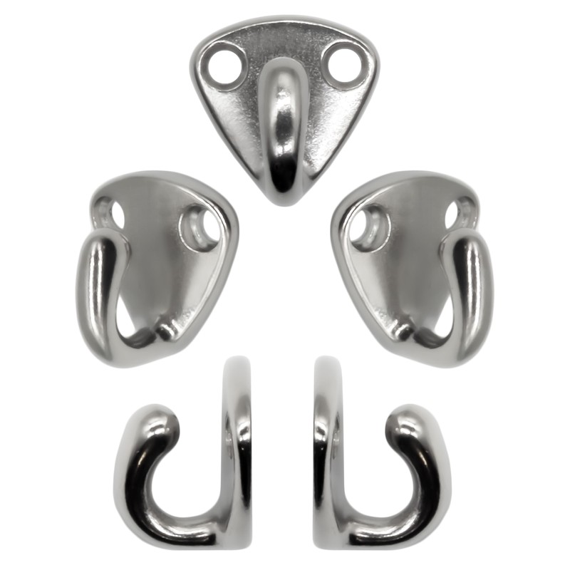 Fuxxer® 5 x Solid Stainless Steel Hooks, Wall Hooks, Marine