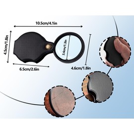 KAPSING Pack of 2 Pocket Magnifying Glass Foldable Reading Magnifying Glass 10x Small Magnifying Glass Children's Reader for Visually Impaired Reading Aid for Seniors (1000% Magnifying Glass Lens)