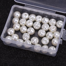 50pcs Round Pearl Sewing Buttons 6mm, Plastic Pearl Decoration Buttons,White Buttons.Cheongsam Pearl Buttons for Craft,Sweater,Shirt