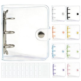 DELUXEFOX Sealing Notebook, Transparent, A8, Girls, Mini, 3 Holes, Binders, 10 Refills, PP Sheet Card Pockets, Sticker Mount, Notebook, Clear, Pre-Notebook, Card Sleeve, Cute, Transparent Seal, High