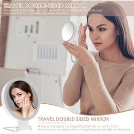 LSCSJUNS 30X Magnifying Mirror with Light 360° Rotating Lighted Makeup 3 Lighting Modes Lighted Magnified Mirror 1000mAh Rechargeable Magnified Makeup for Women Girls