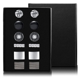 Yadoca 4–6 Pairs of Classic Cufflinks Men’s Silver Wedding Festival Birthday Gift with Box, Copper